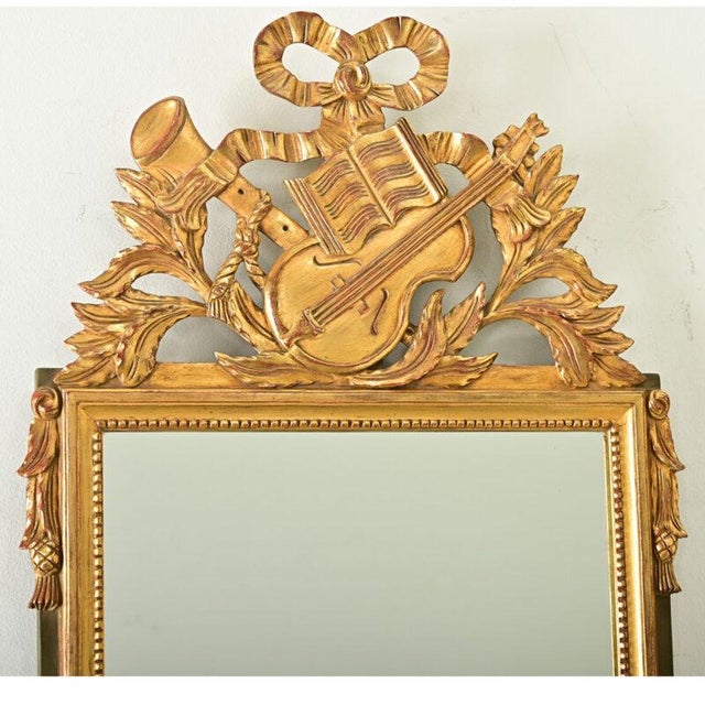 French 19th Century Louis XVI Gilt & Painted Mirror For Sale - Image 4 of 8