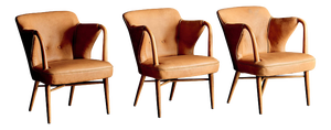 Lounge Chairs Upholstered in Cognac Leather, Germany, 1950s, Set of 3