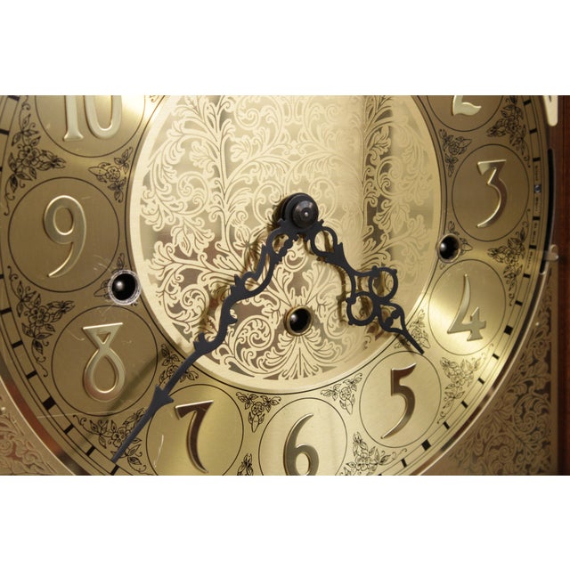Brown Pearl Cherry Tall Case Grandfather Clock For Sale - Image 8 of 18