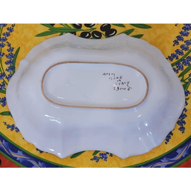 Vintage Amm Faenza Garofano Serving Bowl - Hand-Painted Italian Majolica For Sale - Image 4 of 5