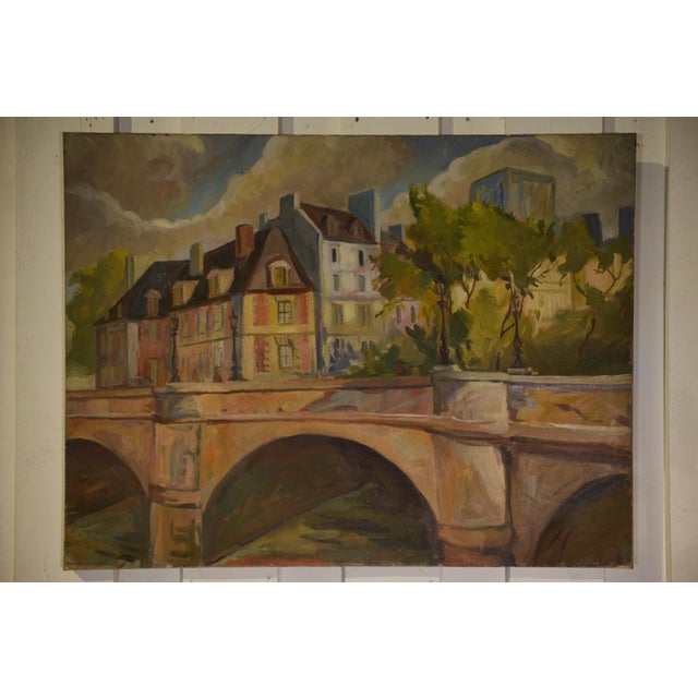 Figurative Post-Impressionist Artist, Canal Poirot, 1980, Oil Painting on Canvas For Sale - Image 6 of 9