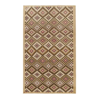 Vintage Turkish Rug, Beige and Brown With Diamond Geometric Pattern – Rug & Kilim For Sale