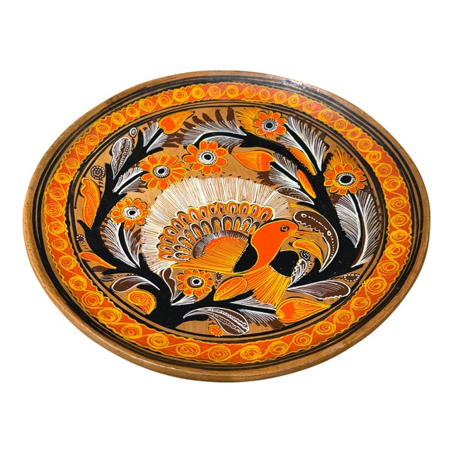 Folk Art Charger Decorative Terracotta Plate From Tonalá Mexico For Sale