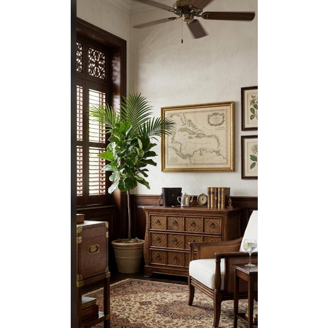Vintage 3 Drawer Woven Wicker Wood Stained Baker Style Chest Commode For Sale - Image 13 of 14
