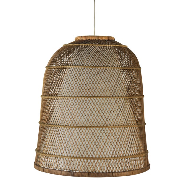Coastal Coastal Bella by Oggetti Woven Rattan Pendant Light, X-Large For Sale - Image 3 of 3