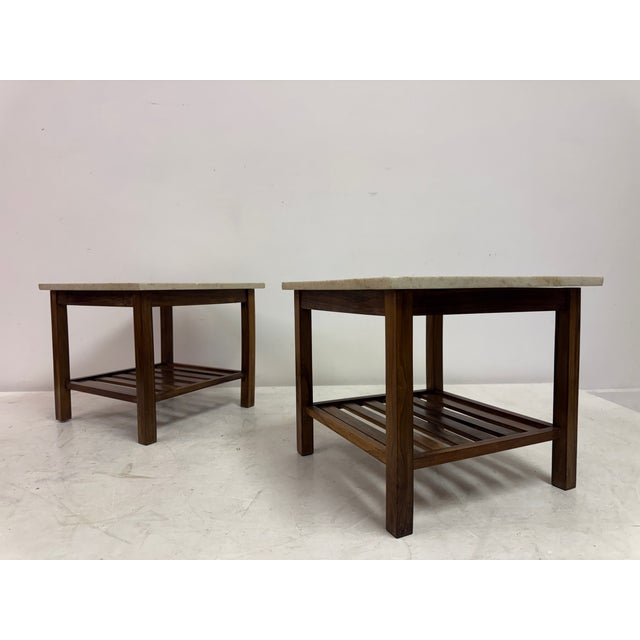 Brazilian Side Tables with Marble Tops, 1960s, Set of 2 For Sale - Image 4 of 17