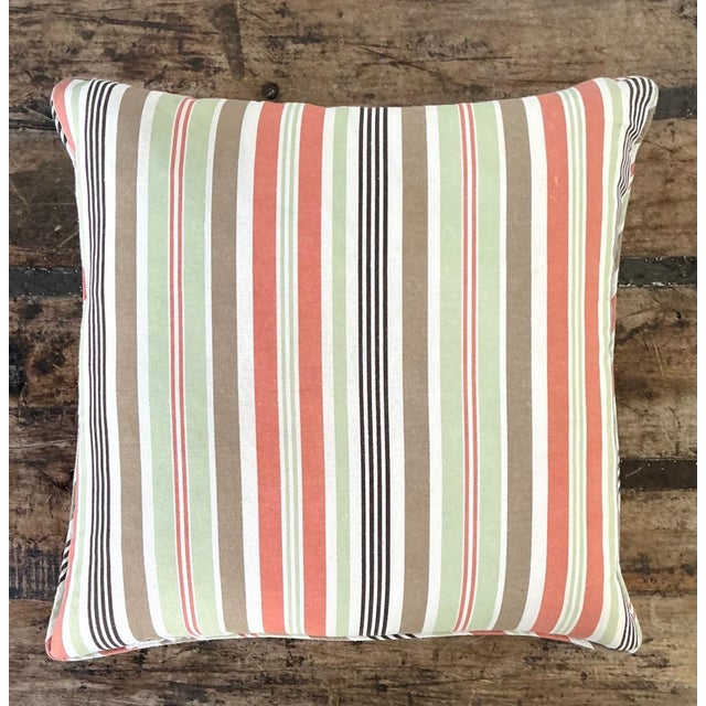 Vintage Tilton Fenwick for Duralee Striped Cotton Throw Pillow For Sale - Image 13 of 14