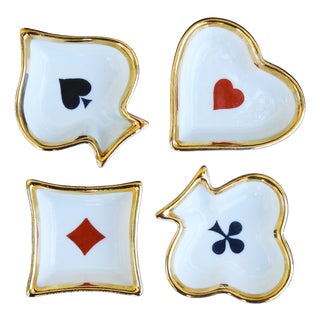 French Porcelain Playing Card Themed Ashtrays, Limoges, 1960s, Set of 4 For Sale