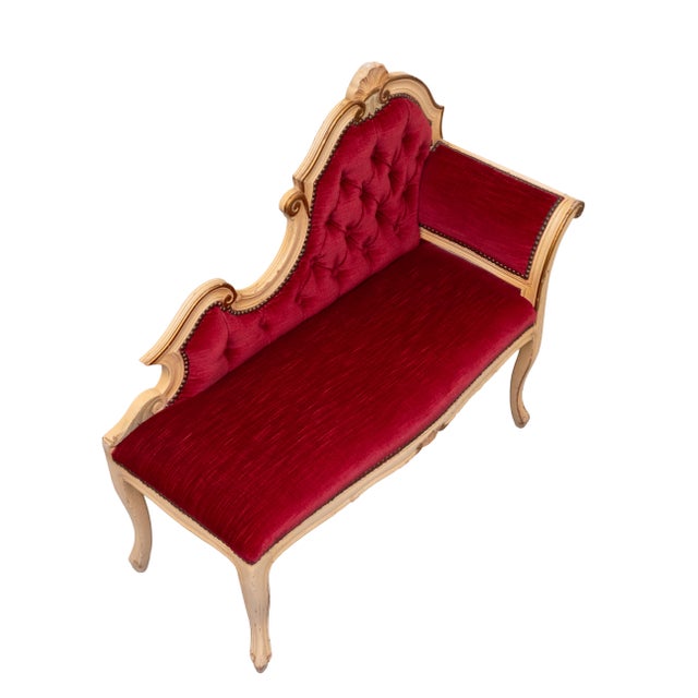 Louis XVI Red Velvet Hall Sofa, France, 1950s For Sale - Image 10 of 12