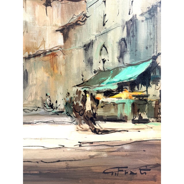 1970s G Frati Italy Impressionist City Landscape Framed Oil on Canvas For Sale - Image 4 of 9