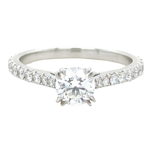 Harry Winston, 1.17 Carat Round Brilliant Diamond Engagement Ring, Size 6.75 For Sale