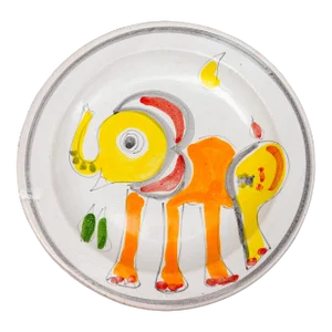 Desimone Italy Signed Vintage Hand Painted Elephant Art Pottery Plate