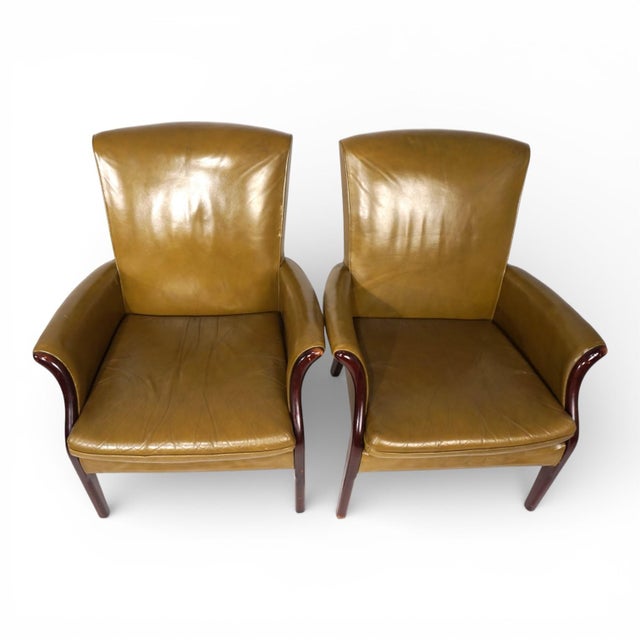 Vintage Moss Green Froxfield Leather Chairs by Parker Knoll, 1960, Set of 2 For Sale - Image 16 of 17