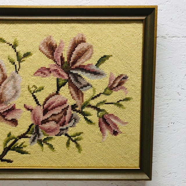 Figurative Mid Century Framed Needlepoint of Lilies For Sale - Image 3 of 11