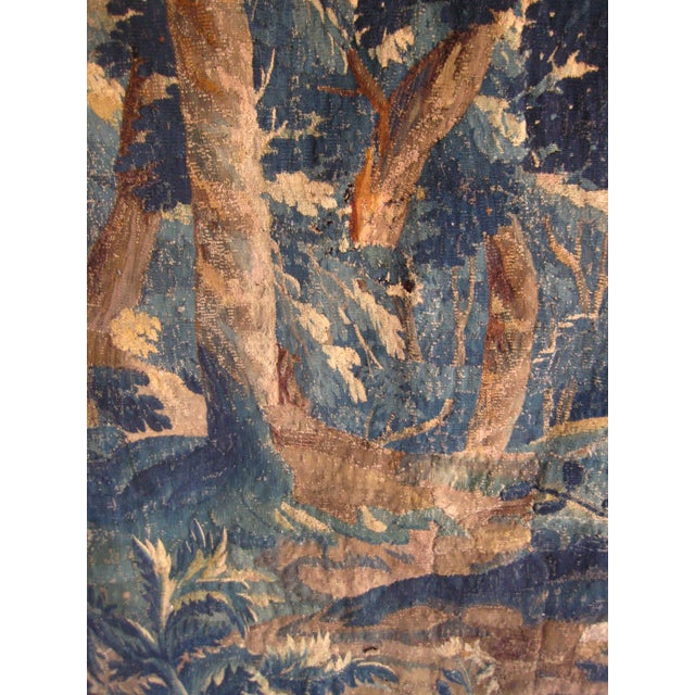 Flemish Tapestry Verdure Scene of a Forest XVIII Century For Sale - Image 6 of 15