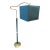 1960s Mid-Century Modern Brass Floor Lamp With Teal Fabric Shade For Sale