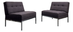 Minimalist Constanze Armchairs with Aubergine Wool Upholstery by Johannes Spalt for Wittmann, Vienna, Austria, 1960s, Set of 2