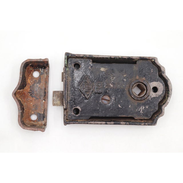 Mid 20th Century Antique Cast Iron Russell & Erwin Door Rim Lock For Sale - Image 5 of 6