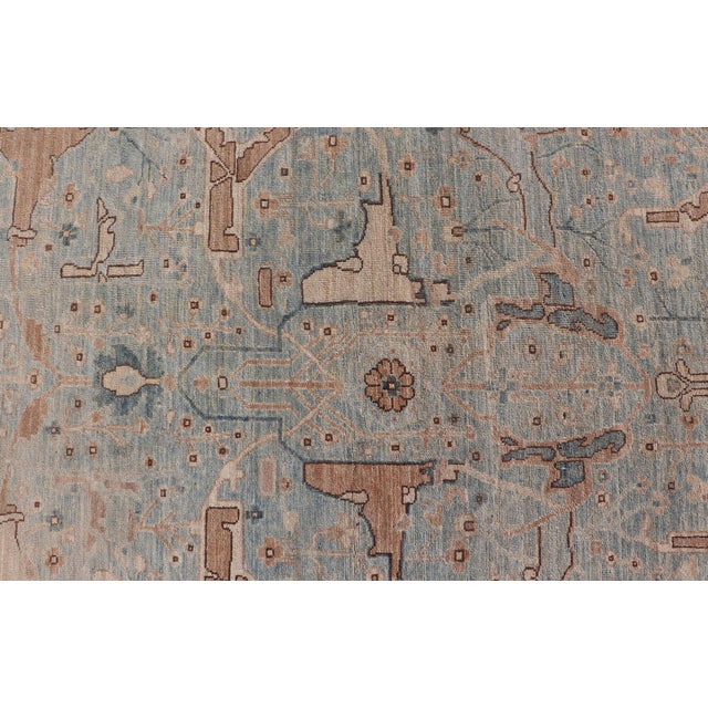 Afghanistan Tabriz Rug in Soft Blue, Sand With Allover Floral and Lattice Design For Sale - Image 10 of 12