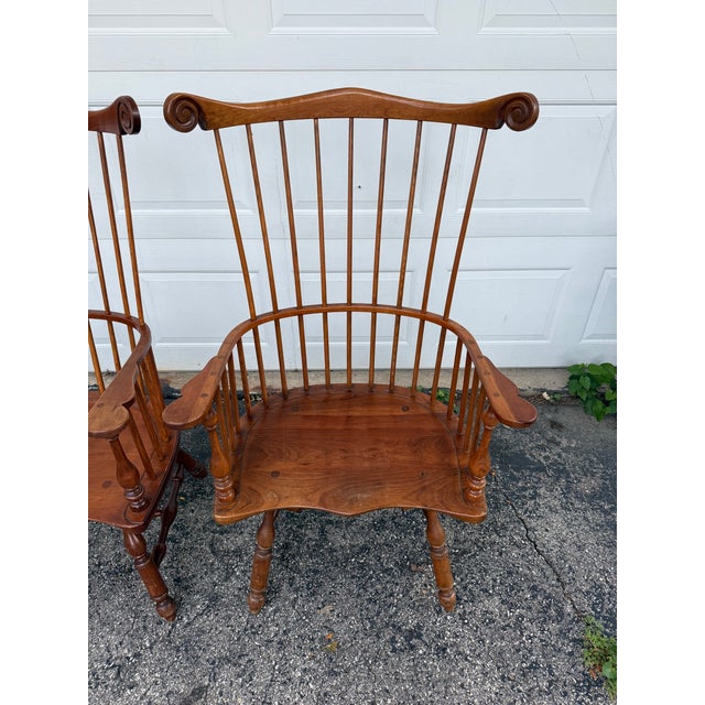 Stickley Stickley Comb Back Windsor Arm Chairs- A Pair For Sale - Image 4 of 12