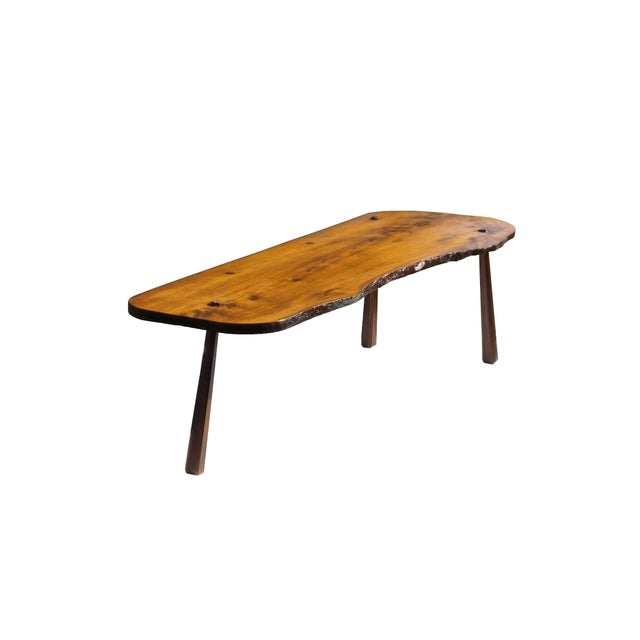 Mid-Century Modern Brutalist Tripod Free-Form Coffee Table in the style of George Nakashima, France, 1950s For Sale - Image 13 of 14