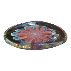 2007 Signed Robert Eickholt "Seascape" Decorative Art Glass Shallow Bowl/Dish/Paper Weight