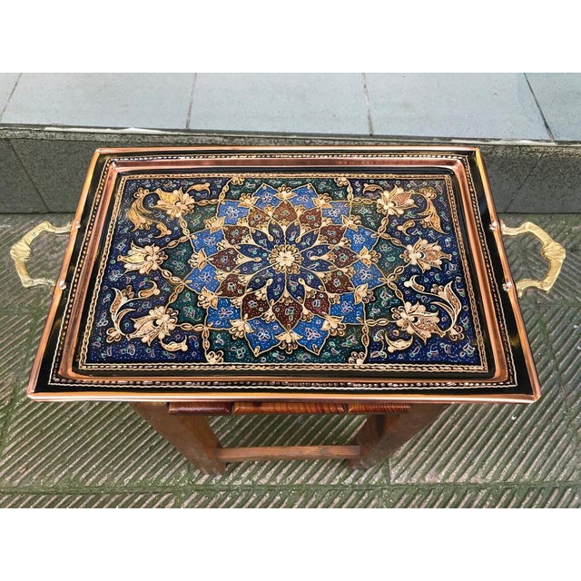 Blue Handmade Inlaid Serving Tray with Handles For Sale - Image 8 of 8