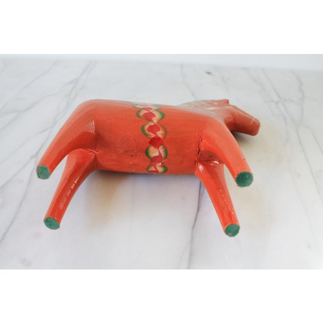 Orange Vintage Traditional Swedish Dala Horse Figure For Sale - Image 8 of 12