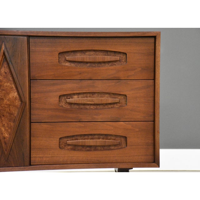 Wood 1960s Refinished Walnut and Burl Dresser Chest by Young For Sale - Image 7 of 13