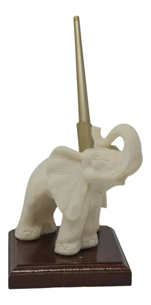 Vintage White Elephant Sculpture Pen Holder