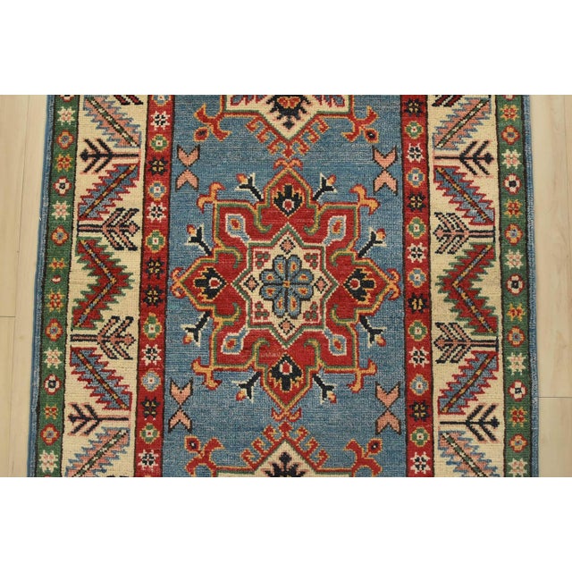 2020s Kazak Runner 2’9” X 10′ Blue Wool Tribal Hand-Knotted Oriental Rug For Sale - Image 5 of 13