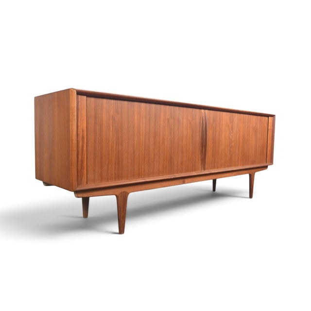 Brown Mid 20th Century Bernhard Pedersen Teak Tambour Door Credenza, Attributed For Sale - Image 8 of 10
