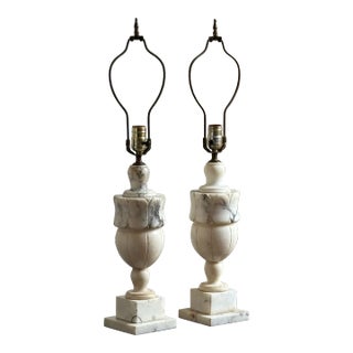 Early 20th Century Neoclassical Alabaster Table Lamps -- a Pair For Sale