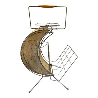 Mid Century Crescent Moon Lamp Magazine Stand For Sale