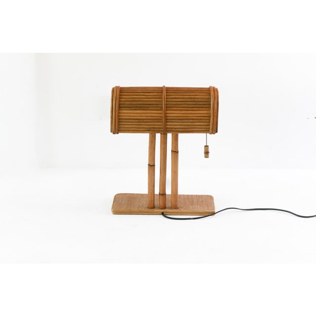 Mid-Century Modern Rattan Modern Bp Desk Lamp, Handcrafted Pencil Reed Rattan, Art Deco Style For Sale - Image 3 of 8
