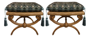 Vintage Neoclassical Stools with Tassels by Jean-Rémy Couradette, 2001, Set of 2