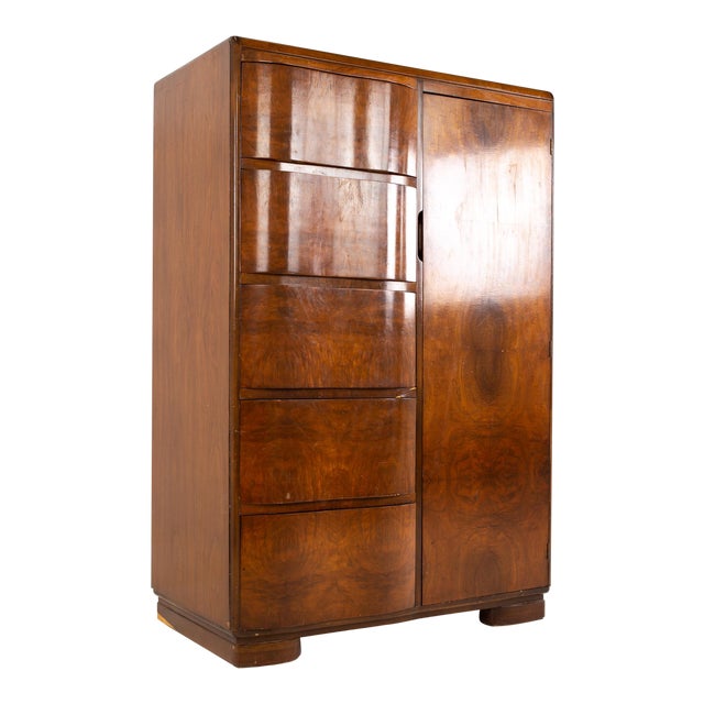 Mid Century Burlwood Armoire Gentleman's Chest Chairish