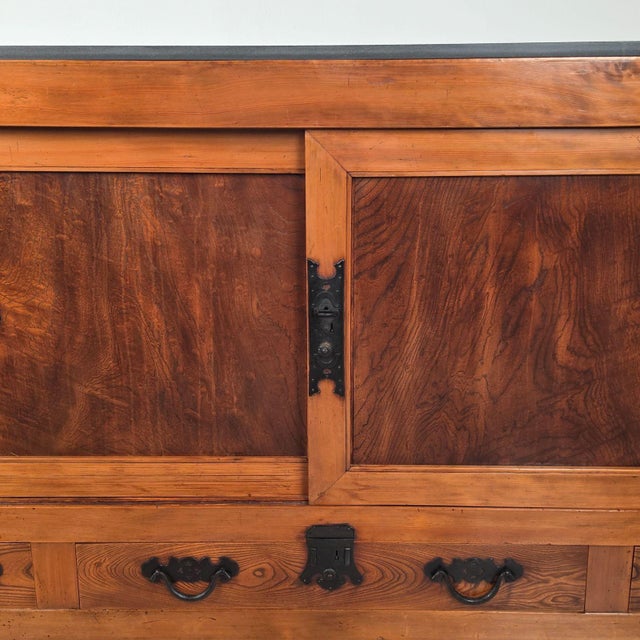 19th Century Part of a Japanese Meiji Kitchen Tansu, Now a Slate-Topped Sideboard For Sale - Image 5 of 15