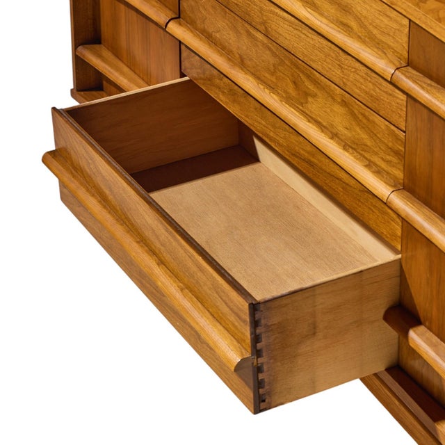 Young Manufacturing Mid Century Curved Walnut Credenza and Hutch For Sale - Image 9 of 12
