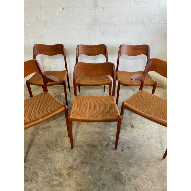 Wood Danish Mid Century Teak Niels Moller Model 55 and Model 71 Dining Chairs For Sale - Image 7 of 8