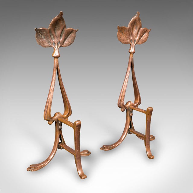 Antique Fireside Companion Set, French Bronze Fire Tools, Art Nouveau, Victorian For Sale - Image 4 of 12