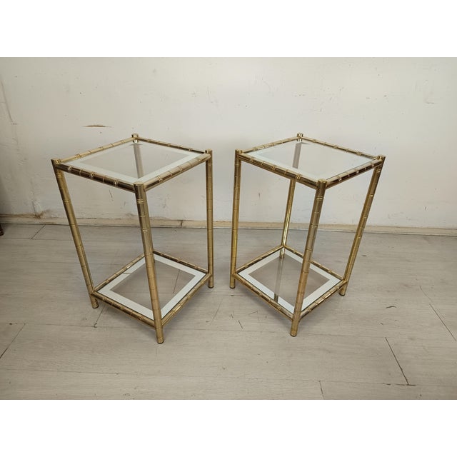 Vintage Gilt Side Tables, 1970s, Set of 2, in Good conditions. Designed 1970 to 1979