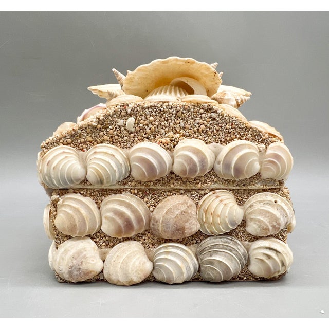 Vintage Handmade Seashell Encrusted Lidded Box – Coastal / Organic Modern For Sale - Image 12 of 14
