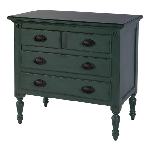 Easterbrook 31.5 in. W Rectangular Wood 4 Drawer Accent Chest, Green For Sale