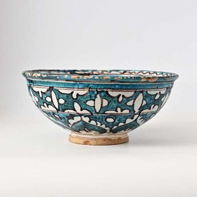 Large Vintage Uzbek Pottery Bowl, 1950s For Sale - Image 4 of 10