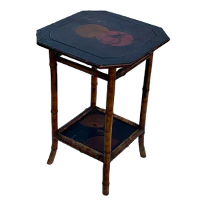 English Bamboo Occasional Table With Octagonal Lacquered Top