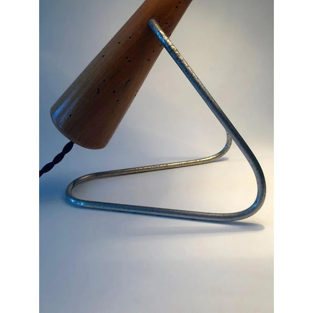 Mid-Century Table Lamp with Shade in Andrew Marten Linen, 1950s For Sale - Image 11 of 15