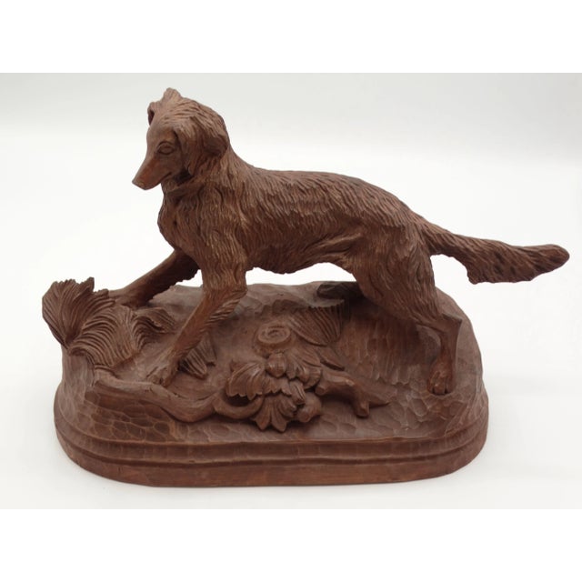 Antique Hand Carved Black Forest Sporting Dog Statue Sculpture 13" For Sale - Image 10 of 11