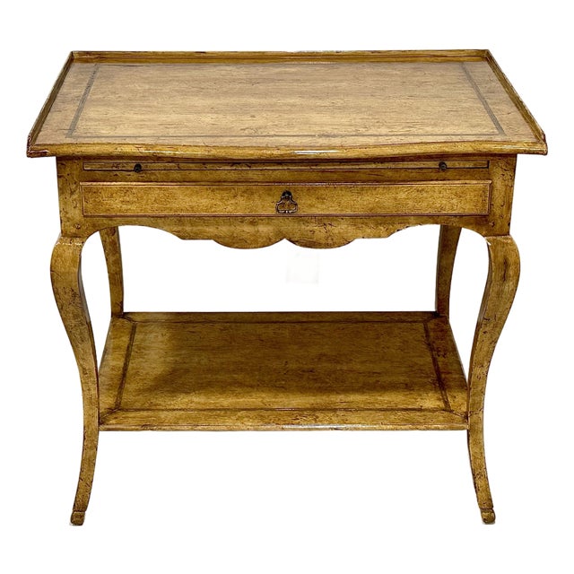 Minton-Spidell Regency Style Faux Burl Console Table With Pull-Out Shelf, Drawer & Lower Tier For Sale