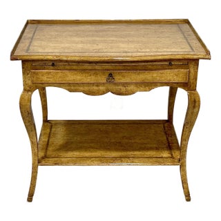 Minton-Spidell Regency-Style Faux Burl Side Table With Pull-Out Slide For Sale
